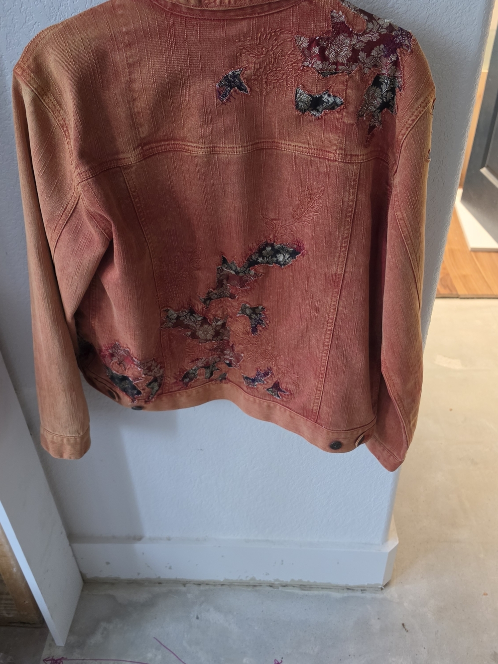Chico's Burnt Orange Embroidered Denim Jacket - Picture 4 of 7